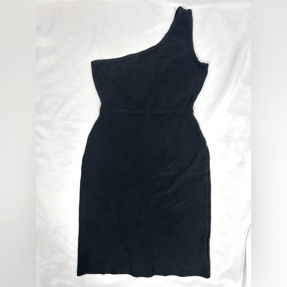 BCBGMaxAzria | One Shoulder Black Mini Dress Stretchy Womenβs Size Small